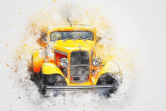 Car Old Car Ford Art Abstract Watercolor Vintage
